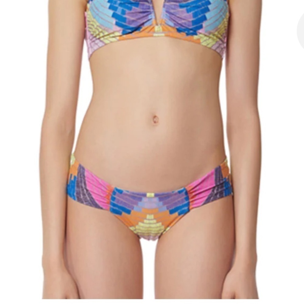 A HOFFMAN Radial Side Ruch Bikini Bottom in Lavender Grey
